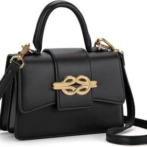 Small Vegan Leather Top Handle Purse Mini Satchel Crossbody Elegant Square Bag